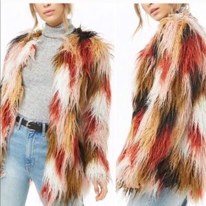 Multicolor Shaggy Faux Fur Coat